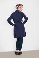 Tesettür giyim LACİVERT ALVİNA BEL KISMI BÜZGÜLÜ BAĞCIKLI TUNİK 4419