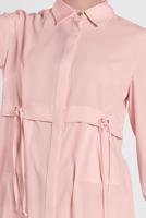 Tesettür giyim PUDRA ALVİNA BEL KISMI BÜZGÜLÜ BAĞCIKLI TUNİK 4419