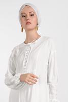 Tesettür giyim KREM ALVİNA ETEK UCU FIRFIRLI TUNİK 4426