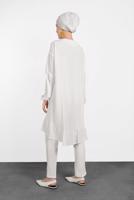 Tesettür giyim KREM ALVİNA ETEK UCU FIRFIRLI TUNİK 4426