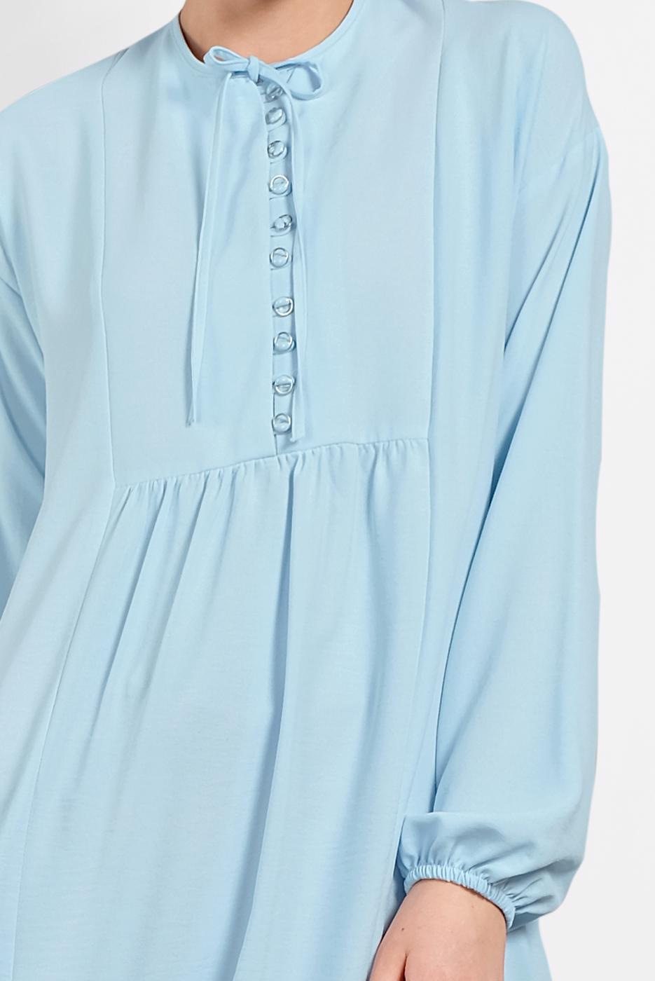 Tesettür giyim MAVİ ALVİNA ETEK UCU FIRFIRLI TUNİK 4426