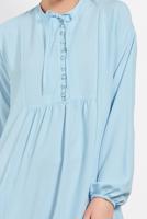 Tesettür giyim MAVİ ALVİNA ETEK UCU FIRFIRLI TUNİK 4426