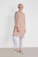 Tesettür giyim PUDRA ALVİNA KOL KISMI PULLU TUNİK 4432