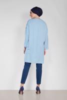 Tesettür giyim MAVİ ALVİNA KOL KISMI PULLU TUNİK 4432