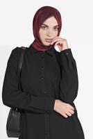 Tesettür giyim SİYAH BOYDAN DÜĞMELİ ŞİFON TUNİK T 4434 