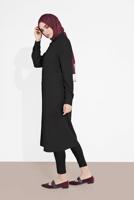 Tesettür giyim SİYAH BOYDAN DÜĞMELİ ŞİFON TUNİK T 4434 