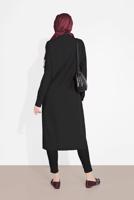 Tesettür giyim SİYAH BOYDAN DÜĞMELİ ŞİFON TUNİK T 4434 