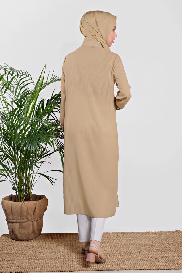 Tesettür giyim  BOYDAN DÜĞMELİ ŞİFON TUNİK T 4434  - TRENDTESETTÜR