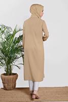 Tesettür giyim BEJ BOYDAN DÜĞMELİ ŞİFON TUNİK T 4434 
