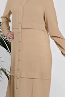 Tesettür giyim BEJ BOYDAN DÜĞMELİ ŞİFON TUNİK T 4434 
