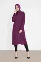 Tesettür giyim MOR BOYDAN DÜĞMELİ ŞİFON TUNİK T 4434 