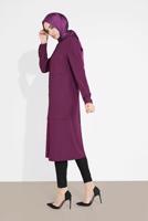 Tesettür giyim MOR BOYDAN DÜĞMELİ ŞİFON TUNİK T 4434 
