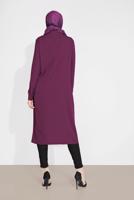Tesettür giyim MOR BOYDAN DÜĞMELİ ŞİFON TUNİK T 4434 