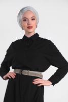 Tesettür giyim SİYAH ALVİNA DÜĞMELİ KLASİK UZUN TUNİK 4435