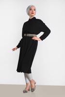 Tesettür giyim SİYAH ALVİNA DÜĞMELİ KLASİK UZUN TUNİK 4435