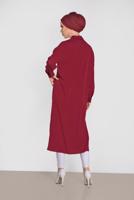 Tesettür giyim BORDO ALVİNA DÜĞMELİ KLASİK UZUN TUNİK 4435
