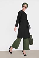 Tesettür giyim SİYAH ALVİNA BAĞLAMA DETAYLI TUNİK 4436