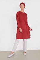 Tesettür giyim KIRMIZI ALVİNA BAĞLAMA DETAYLI TUNİK 4436