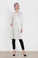 Tesettür giyim EKRU ALVİNA BAĞLAMA DETAYLI TUNİK 4436