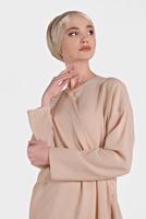 Tesettür giyim PUDRA ALVİNA BAĞLAMA DETAYLI TUNİK 4436
