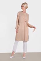 Tesettür giyim PUDRA ALVİNA BAĞLAMA DETAYLI TUNİK 4436