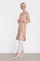 Tesettür giyim PUDRA ALVİNA BAĞLAMA DETAYLI TUNİK 4436