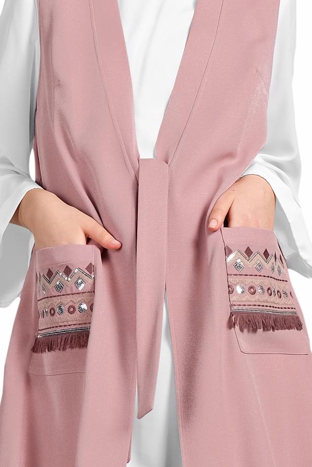 Vêtements hijab POUDRE ALVINA GILET TAILLE NOUÉE & BLOUSE 4437  - TRENDTESETTÜR
