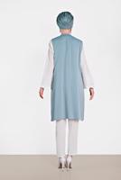 Vêtements hijab BLEU ALVINA GILET TAILLE NOUÉE & BLOUSE 4437 