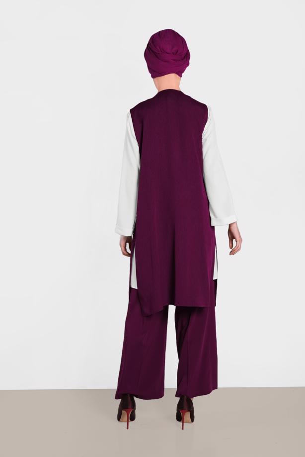 Vêtements hijab POURPRE ALVINA GILET TAILLE NOUÉE & BLOUSE 4437  - TRENDTESETTÜR
