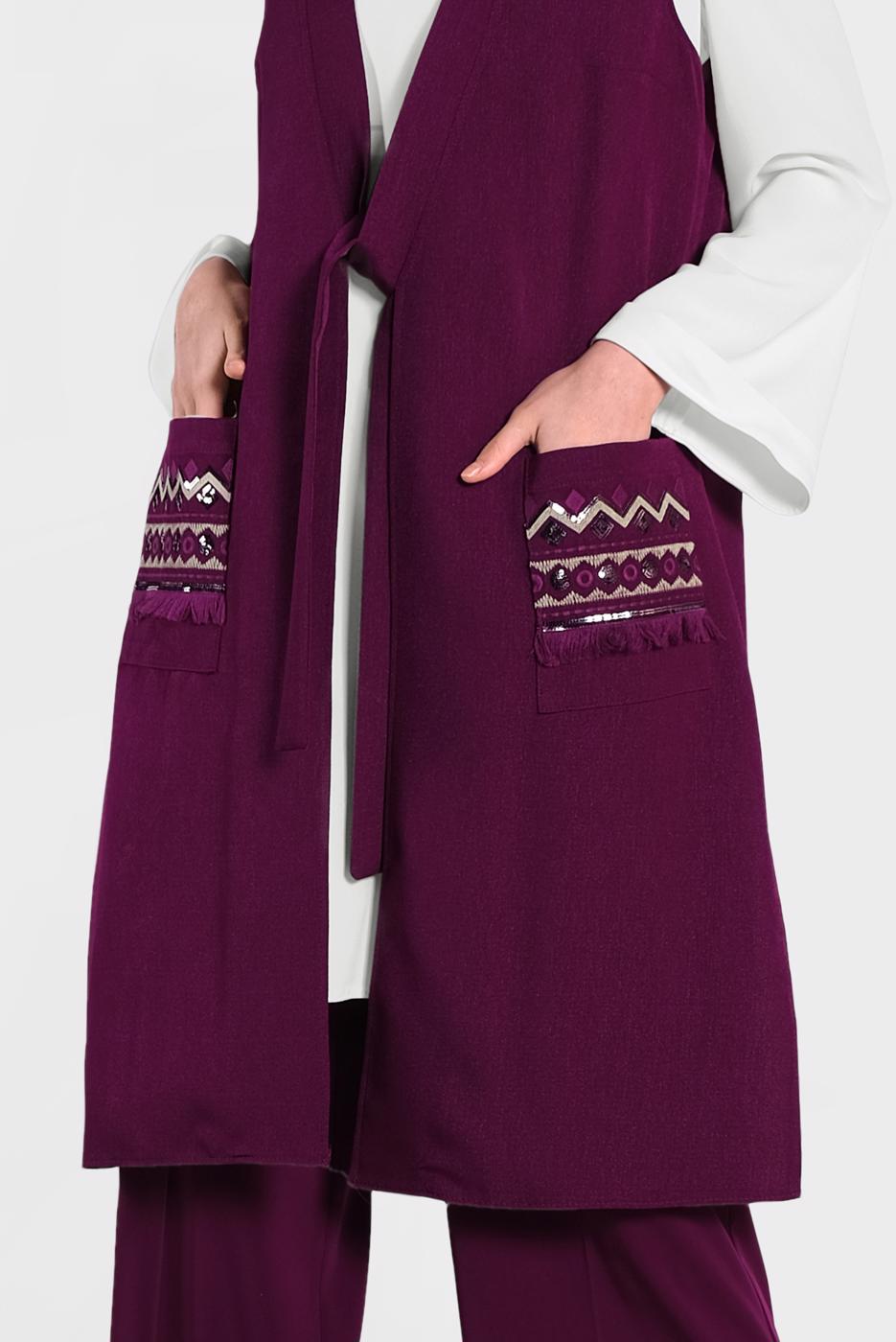 Vêtements hijab POURPRE ALVINA GILET TAILLE NOUÉE & BLOUSE 4437 