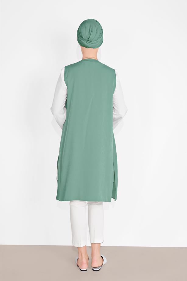 Vêtements hijab VERT ALVINA GILET TAILLE NOUÉE & BLOUSE 4437  - TRENDTESETTÜR