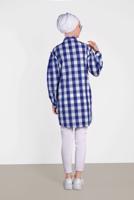 Tesettür giyim LACİVERT ALVİNA KARELİ TUNİK 4441