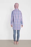 Tesettür giyim PEMBE ALVİNA KARELİ TUNİK 4441