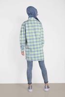 Tesettür giyim MAVİ ALVİNA KARELİ TUNİK 4441