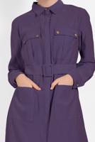 Tesettür giyim MOR ALVİNA KEMERLİ CEP DETAYLI TUNİK 4450