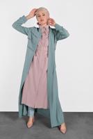 Tesettür giyim PUDRA ALVİNA KEMERLİ CEP DETAYLI TUNİK 4450