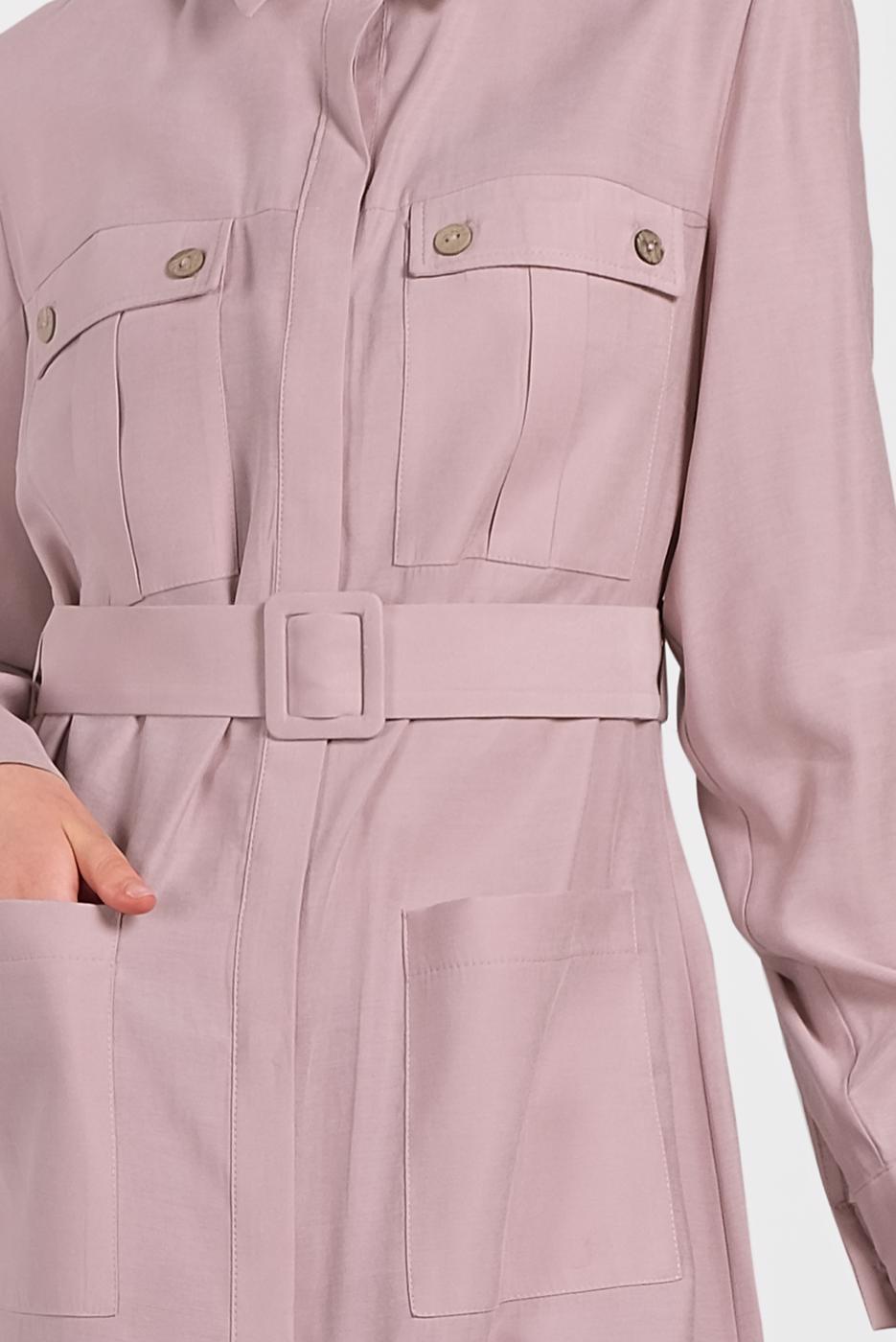 Tesettür giyim PUDRA ALVİNA KEMERLİ CEP DETAYLI TUNİK 4450