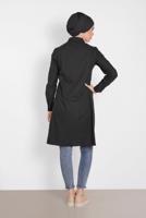 Tesettür giyim SİYAH ALVİNA CEP KISMI PÜSKÜLLÜ TUNİK 4455