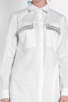 Tesettür giyim BEYAZ ALVİNA CEP KISMI PÜSKÜLLÜ TUNİK 4455