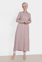 Vêtements hijab POUDRE TUNIQUE BRODÉE ALVİNA 4457