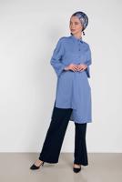 Tesettür giyim MAVİ ALVİNA ASİMETRİK KESİMLİ TUNİK 4458