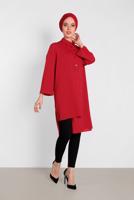 Tesettür giyim KIRMIZI ALVİNA ASİMETRİK KESİMLİ TUNİK 4458