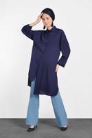Tesettür giyim LACİVERT ALVİNA ASİMETRİK KESİMLİ TUNİK 4458