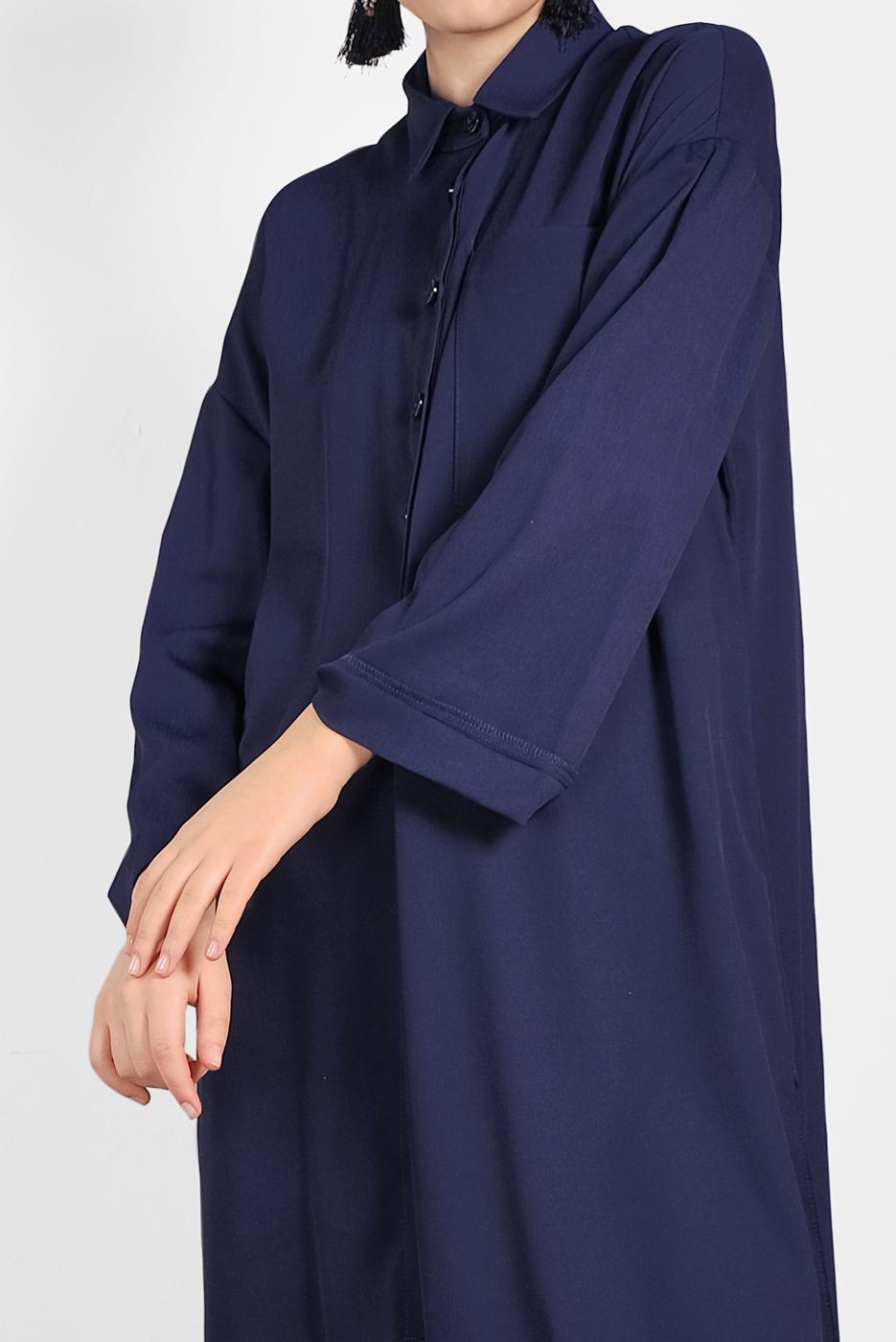 Tesettür giyim LACİVERT ALVİNA ASİMETRİK KESİMLİ TUNİK 4458