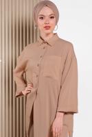 Tesettür giyim PUDRA ALVİNA ASİMETRİK KESİMLİ TUNİK 4458
