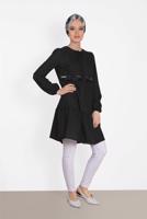 Tesettür giyim SİYAH ALVİNA PÜSKÜL DETAYLI TUNİK 4470