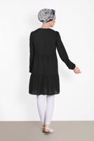 Tesettür giyim SİYAH ALVİNA PÜSKÜL DETAYLI TUNİK 4470