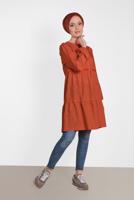 Tesettür giyim KAHVE ALVİNA PÜSKÜL DETAYLI TUNİK 4470