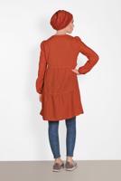 Tesettür giyim KAHVE ALVİNA PÜSKÜL DETAYLI TUNİK 4470