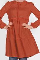 Tesettür giyim KAHVE ALVİNA PÜSKÜL DETAYLI TUNİK 4470